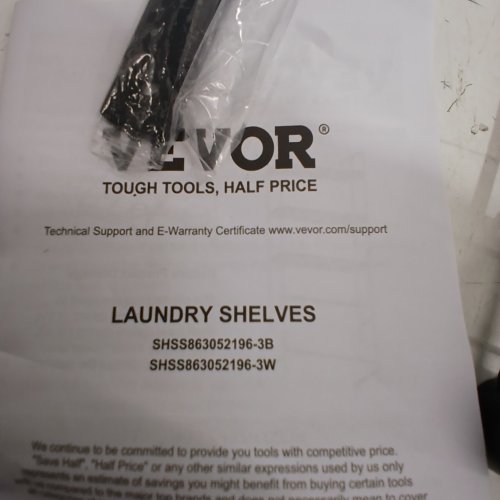 VEVOR OVER WASHER/DRYER STORAGE RACK WITH MULTIFUNCTIONAL HOOKS AND ADJUSTABLE SHELVES - 6.4FT - BLACK - (MODEL: SHSS863052196-3B) image 5