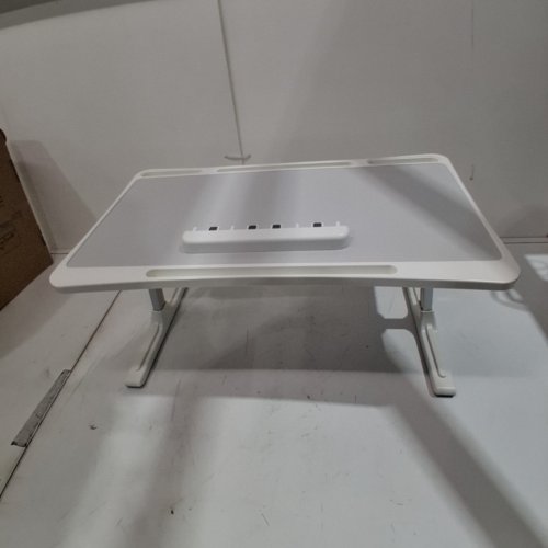 NIFBANG PORTABLE ADJUSTABLE HEIGHT FOLDING LAPTOP BOOK STAND - 21" X 12" X 9.2"-13.1" - WHITE/GREY (MODEL: image 2
