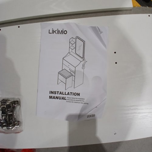 LIKIMIO MAKEUP VANITY DESK WITH STOOL - 59" X 24.4" - WHITE image 3