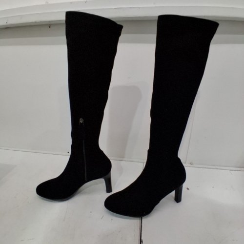 WOMEN'S AQUATALIA RHUMBA THIGH-HIGH HIGH HEELS - SIZE 8 - ESPRESSO SUEDE BLACK image 2