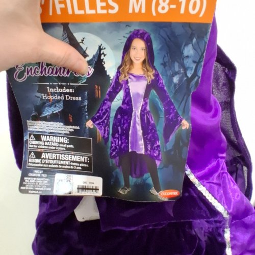 GOODMARK ENCHANTRESS HOODED DRESS COSTUME - MEDIUM (8-10) - PURPLE/ BLACK image 4