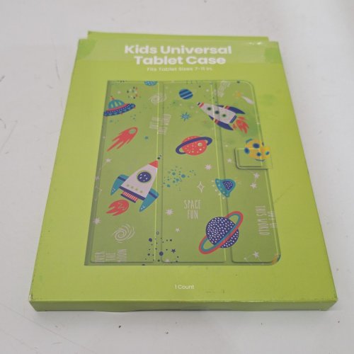 KIDS UNIVERSAL MAGNETIC CLOSE TABLET CASE - FITS TABLETS 7-11" - GREEN/SPACE image 4