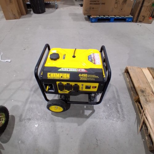 CHAMPION PORTABLE GENERATOR ON WHEELS - 24.9" X 22" X 23.8" - 4450 STARTING WATTS / 3550 RUNNING WATTS / 120 V / 29.6 AMP - YELLOW / BLACK (MODEL: 100460) image 2