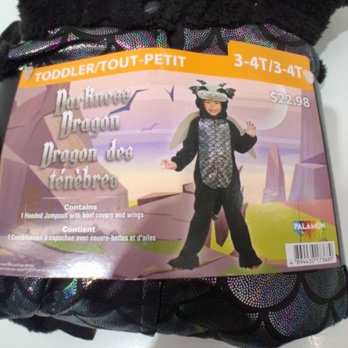 KID'S PALAMON DARKNESS DRAGON COSTUME - 3-4T - BLACK/SILVER image 3