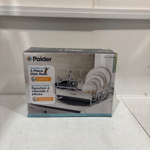 4PC POLDER ADVANTAGE ALUMINUM DISH RACK - 20.6" × 14" × 6.9" - GREY/BLUE (MODEL: 1966478/KTH-6350CN) image 3