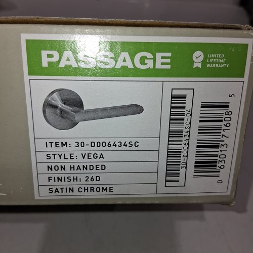 TAYMOR PASSAGE VEGA DOOR HANDLE - SATIN CHROME (STYLE: 30-D006434SC) image 2