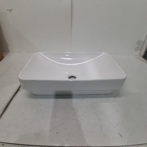 SEMI-RECESSED CERAMIC VESSEL SINK WITH DRAIN HOLE - 19.29"X12.01" 1-3/4" DRAIN - WHITE (MODEL: 1170 image 2