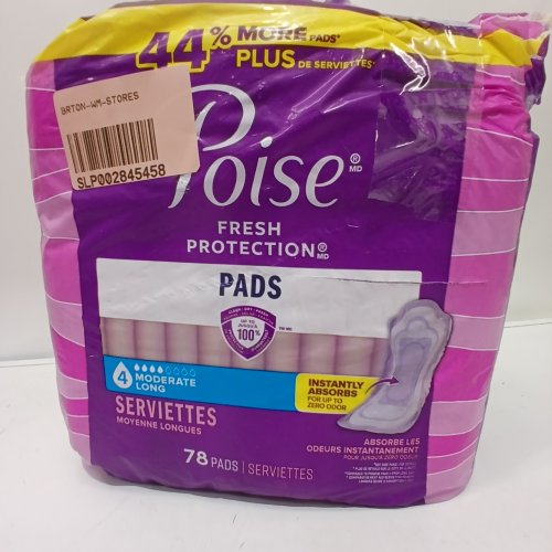 78PK POISE FRESH PROTECTION PADS - 4 MODERATE ABSORBENCY, LONG LENGTH - PURPLE image 2