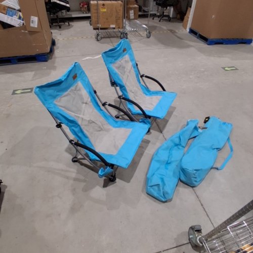 2PK NICE C LOW TO THE GROUND BEACH CHAIRS WITH DRINK HOLDER - LIGHT BLUE image 2