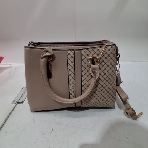LEATHER ELEGANT PATCHWORK HANDBAG - BEIGE (STYLE: 3KS8HLOHUQBO) image 3