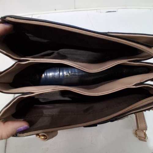 LEATHER ELEGANT PATCHWORK HANDBAG - BEIGE (STYLE: 3KS8HLOHUQBO) image 4