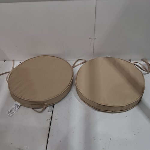 2PC GREENDALE HOME FASHIONS ROUND SEAT CUSHIONS - 19" DIAMETER - TAN image 3