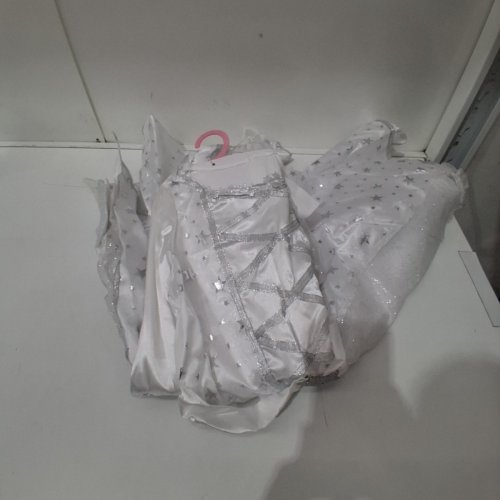 2PC GIRLS ELEGANT WITCH COSTUME HAT AND DRESS - LARGE - WHITE/SILVER (STYLE: 41063) image 2