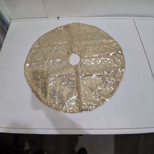 SEQUINED TREE SKIRT - 24" - GOLD image 2