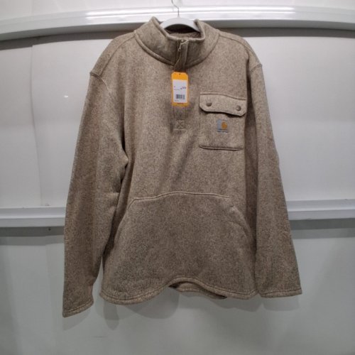 CARHARTT RELAXED FIT MIDWEIGHT QUARTER-ZIP POCKET FLEECE SWEATER - EXTRA LARGE - BEIGE (STYLE: TS6378-M) image 2