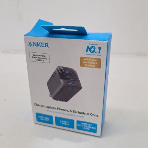 ANKER 336 3-PORT 67W WALL CHARGER BLOCK - 2X USB-C & 1X USB-A PORTS (MODEL: A2674) image 2