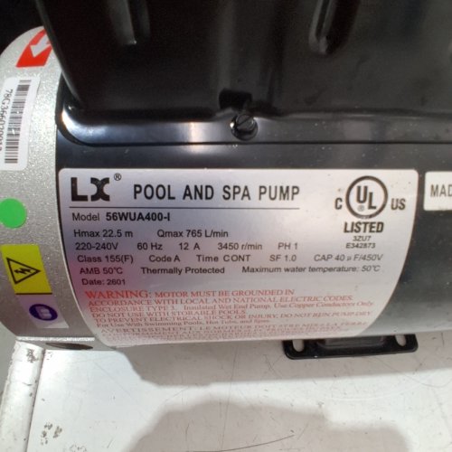 LINGXIAO SPA HOT TUB PUMP MOTOR WITH 1 SPEED & 2" PORT - 220-240 V - 4 H/P - 202 GPM - BLACK (MODEL: 56WUA400-I) image 2