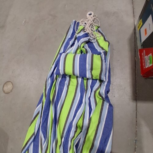OUTSUNNY STRIPED HAMMOCK WITH PILLOW - 76"X59" - GREEN/BLUE (MODEL: 28197160) image 2