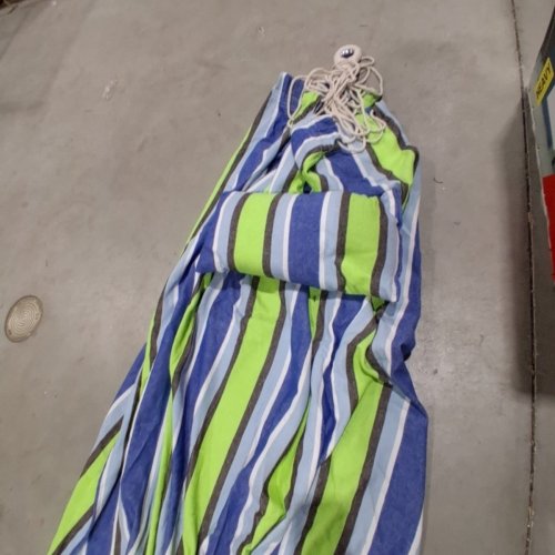 OUTSUNNY STRIPED HAMMOCK WITH PILLOW - 76"X59" - GREEN/BLUE (MODEL: 28197160) image 3