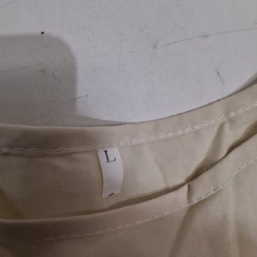 2PC WOMEN'S SHORT BOAT NECK HALF SLEEVE TOP & WIDE LEG PANTS WITH POCKETS - LARGE - BEIGE image 5