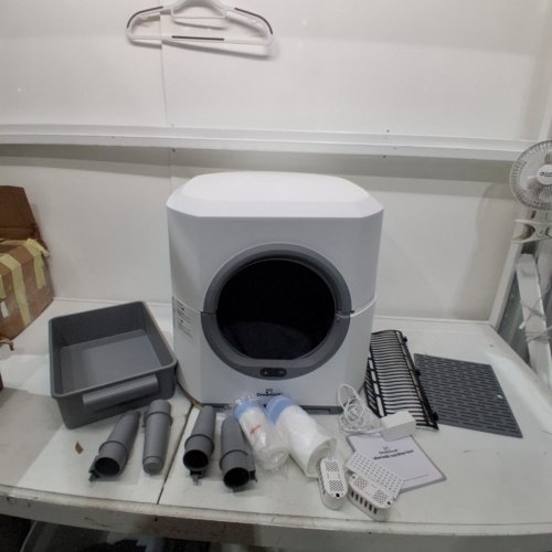 ELLENPENT AUTOMATIC SELF-CLEANING CAT LITTER BOX WITH APP CONTROL AND SAFETY SENSOR - 90L CAPACITY - GREY/WHITE (MODEL: CH-ICB019) image 3