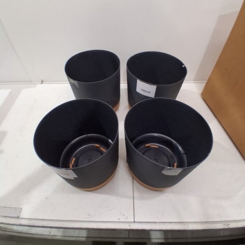 4PK PLANT POT SET WITH DRAINAGE HOLES - 10" X 9" - BLACK / BROWN image 3