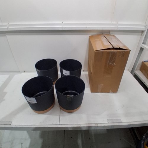 4PK PLANT POT SET WITH DRAINAGE HOLES - 10" X 9" - BLACK / BROWN image 4