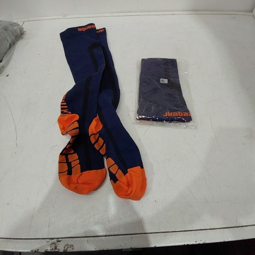 2PR MENS SQUEEZEGEAR COMPRESSION SOCKS - 4XL - NAVY/ORANGE image 2