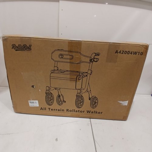 ROLLISROLL ALL-TERRAIN ROLLATOR WALKER WITH SEAT AND BACKREST - 10" BIG RUBBER WHEELS - 300LBS MAX /CAP - ORANGE/BLACK (MODEL: A42004W10) image 5
