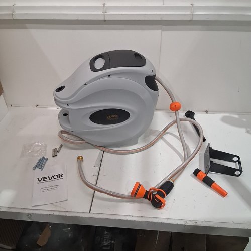 84FT VEVOR RETRACTABLE HOSE REEL - 5/8" , 180° SWIVEL WALL-MOUNTED (MODEL: HL-XW40) image 2