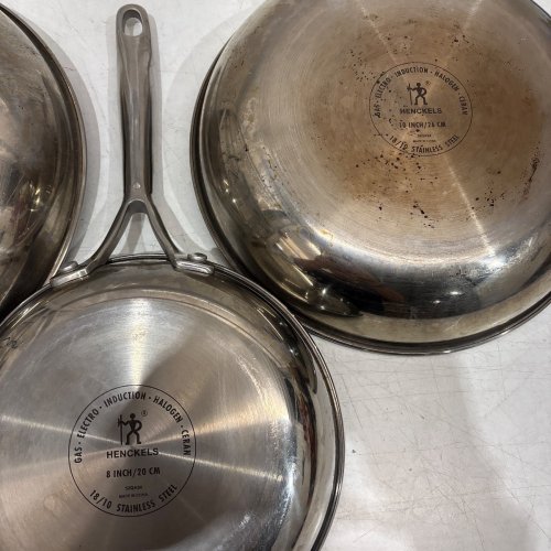 3PC HENCKELS HONEYCOMB PARADIGM FRY PAN SET - 8"/10"/12" - STAINLESS STEEL image 3