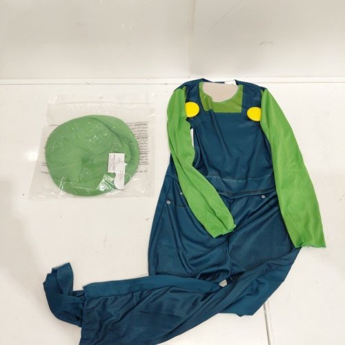 3PC KIDS DISGUISE SUPER MARIO LUIGI COSTUME WITH HAT AND MUSTACHE - SMALL (4/6) - BLUE/GREEN/YELLOW (MODEL: 155459G) image 3