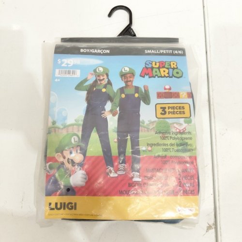 3PC KIDS DISGUISE SUPER MARIO LUIGI COSTUME WITH HAT AND MUSTACHE - SMALL (4/6) - BLUE/GREEN/YELLOW (MODEL: 155459G) image 4