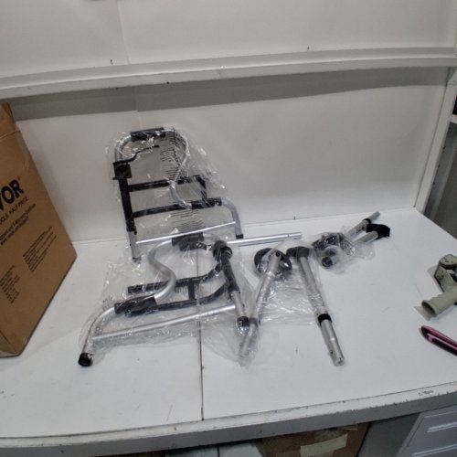 FOLDING WALKER STAND WITH ADJUSTABLE HEIGHT & WIDTH HOLDS 450LB - SILVER/BLACK - (MODEL:FBL860516) image 2