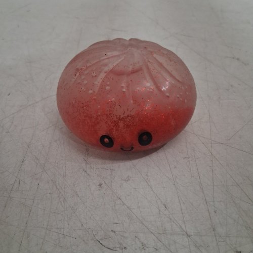 DUMPLING SQUISHY SENSORY STRESS-RELIEF TOY - 4" - TRANSLUCENT GLITTER RED image 2