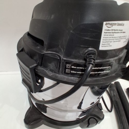 AMAZON BASICS STAINLESS STEEL TANK POWERFUL SUCTION WET/DRY VACUUM - 4 GALLON 3 HP - SILVER/BLACK (MODEL: V0407S) image 6