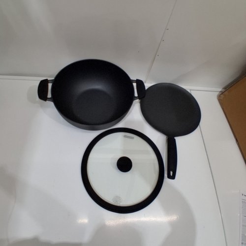 3PC TRAMONTINA PRE-SEASONED CAST IRON SET - 7QT (11") - BLACK (MODEL : 1901865) image 3