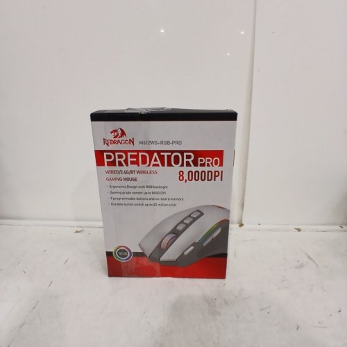 REDRAGON WIRELESS PREDATOR PRO RGB GAMING MOUSE - 8,000 DPI - WHITE & GREY (MODEL: M612WG-RGB-PRO) image 5