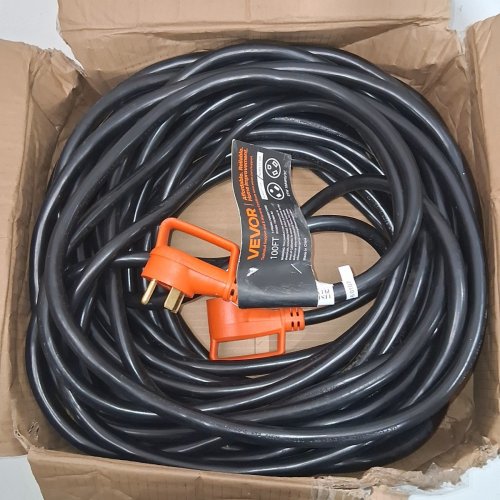 RV EXTENSION CORD FEMALE PLUG, WITH LED POWER INDICATOR, HANDLE FOR RV TRAILER - 100FT | 10AWG/3C | 30A | TT-30P / TT-30R | 125V 2500 - BLACK / ORANGE - (MODEL: RV30H/RV30H-RA) image 2