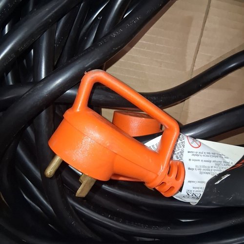RV EXTENSION CORD FEMALE PLUG, WITH LED POWER INDICATOR, HANDLE FOR RV TRAILER - 100FT | 10AWG/3C | 30A | TT-30P / TT-30R | 125V 2500 - BLACK / ORANGE - (MODEL: RV30H/RV30H-RA) image 5