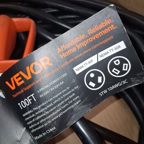 RV EXTENSION CORD FEMALE PLUG, WITH LED POWER INDICATOR, HANDLE FOR RV TRAILER - 100FT | 10AWG/3C | 30A | TT-30P / TT-30R | 125V 2500 - BLACK / ORANGE - (MODEL: RV30H/RV30H-RA) image 6