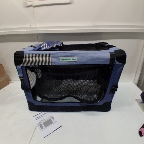 GARDNER PET SOFT COLLAPSIBLE DOG CRATE - 30" X 21" X 21" - DENIM BLUE image 2