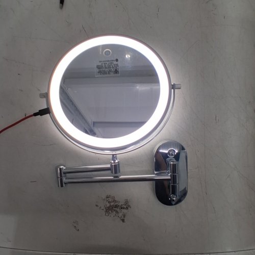 AUXMIR WALL-MOUNTED DOUBLE-SIDED RECHARGEABLE LED MAKE-UP MIRROR WITH EXTENDABLE ARM & 3-DIMMABLE LIGHT COLOUR MODES - 8" - 30X MAGNIFICATION - 360° SWIVEL - SILVER/CHROME (MODEL: X-8CB) image 2