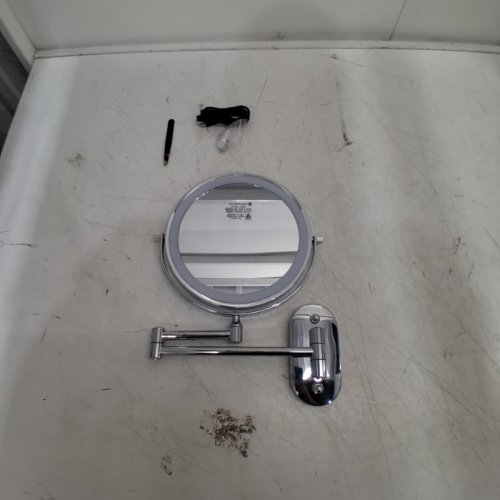 AUXMIR WALL-MOUNTED DOUBLE-SIDED RECHARGEABLE LED MAKE-UP MIRROR WITH EXTENDABLE ARM & 3-DIMMABLE LIGHT COLOUR MODES - 8" - 30X MAGNIFICATION - 360° SWIVEL - SILVER/CHROME (MODEL: X-8CB) image 3