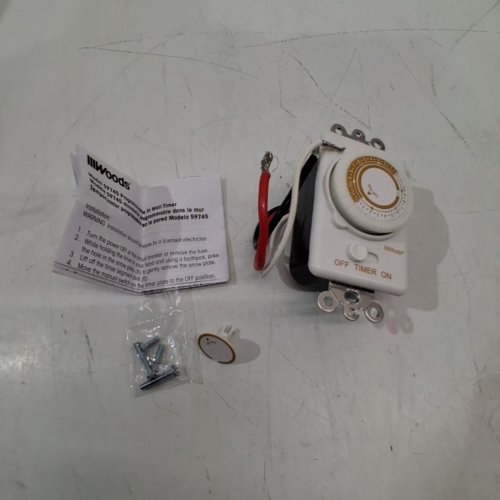 2PK WOODS PRO MECHANICAL IN-WALL TIMER - 24 HOUR CYCLE- WHITE (MODEL: 59745) image 2