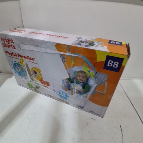 0-9 MONTHS BRIGHT STARTS PLAYFUL PARADISE PORTABLE SWING - 20LBS MAX image 4