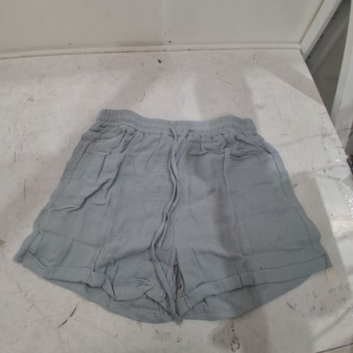 WOMEN'S CASUAL LINEN SHORTS - LARGE - GRAY/BLUE image 2