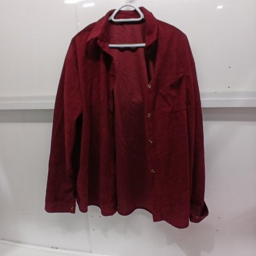 LONG-SLEEVE CORDUROY COLLARED SHIRT - 2XL - RED image 3
