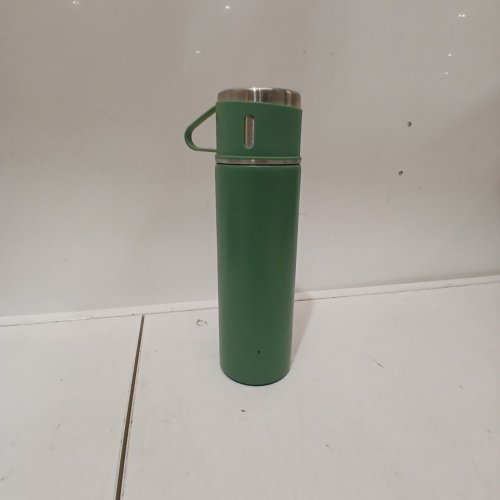 STAINLESS STEEL THERMO BOTTLE INSULATED TRAVEL BOTTLE WITH CUP-LID (17 OZ) - GREEN image 2