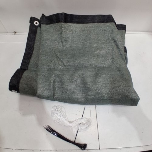 HEAVY DUTY MESH SUNSHADE PRIVACY FENCE SCREEN TARP WITH GROMMETS - 3 FT X 16 FT - GREEN BLACK image 2